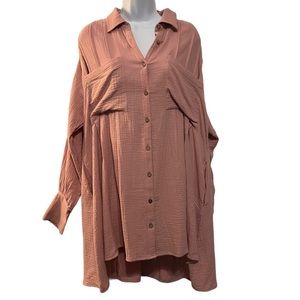 Peach Love | Pink Shirt Dress w/ Pockets